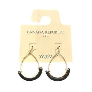 Banana Republic Gold Teardrop Earrings with Black Accent NWT